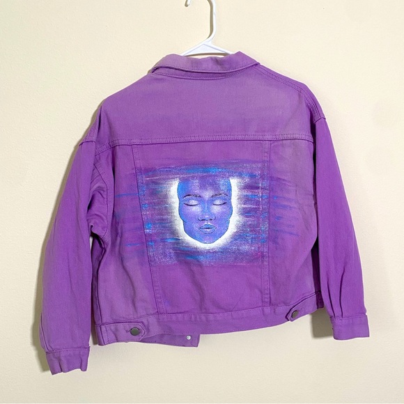 Jackets & Blazers - Hand painted purple denim jacket